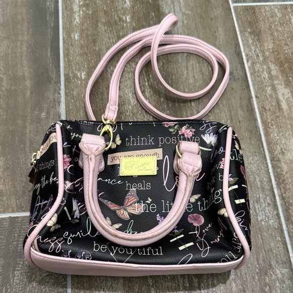 Betsey Johnson Handbags - Betsey Johnson Black and Pink Floral Satchel